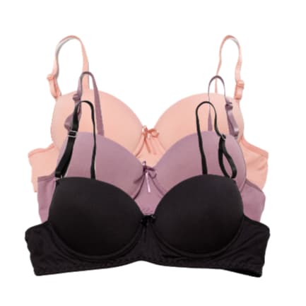 Kit 3 Sutiã Simples Microfibra De Poliéster  Com Bojo E Aro Alças Ajustáveis