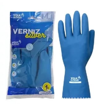 Kit 3 Pares Luva Látex Limpeza Verniz Silver Antialérgica Azul - Volk