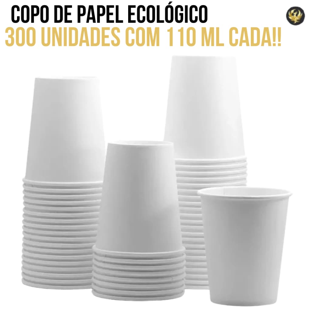 Kit 300Unid Copo De Papel 110ML Biodegradável Descártavel Café/chá