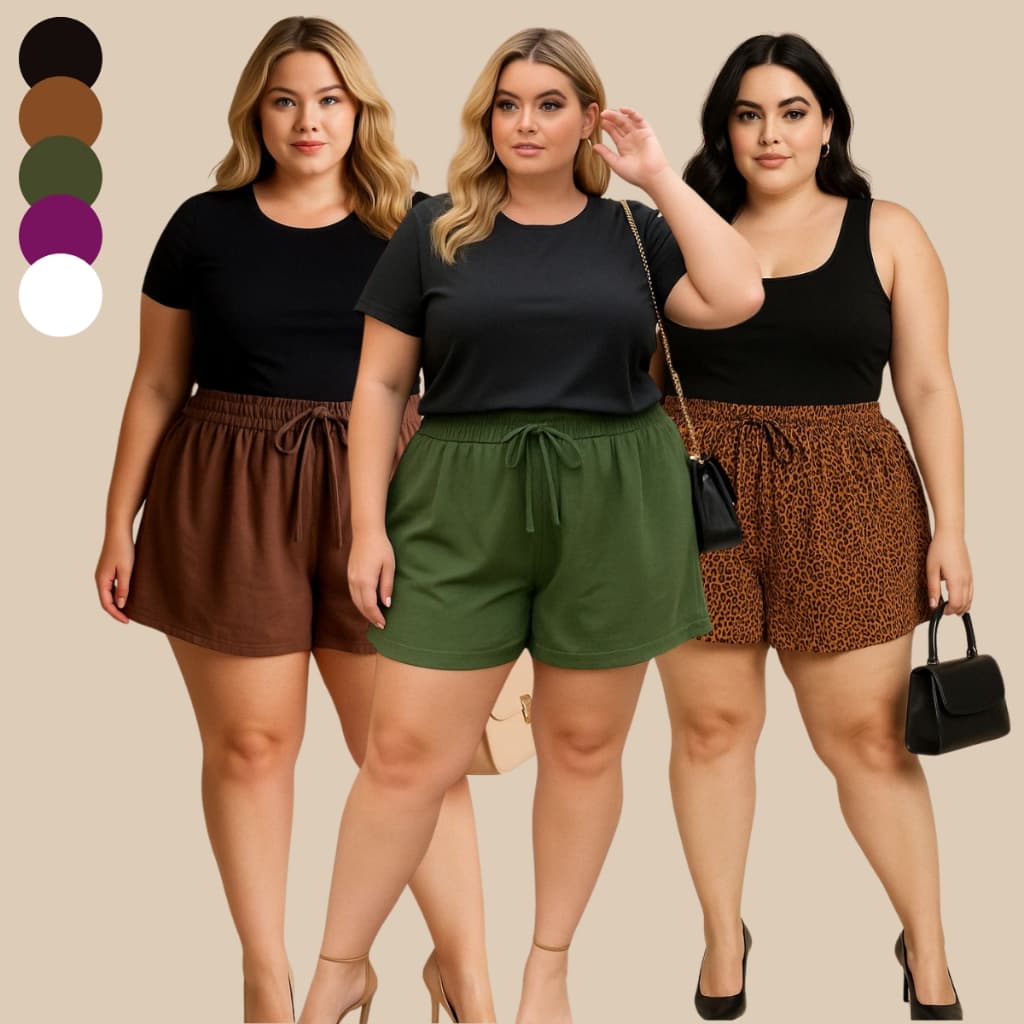 Shorts Feminino GG Ao G2 Cintura Alta Leve Godê
