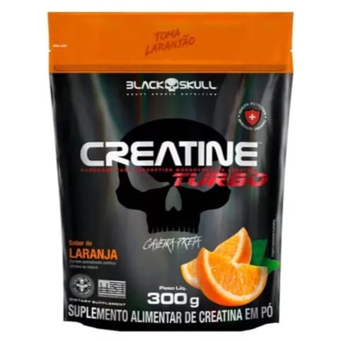 Creatina Turbo Refil - 300g - Caveira Preta / Black Skull Sabor Laranja