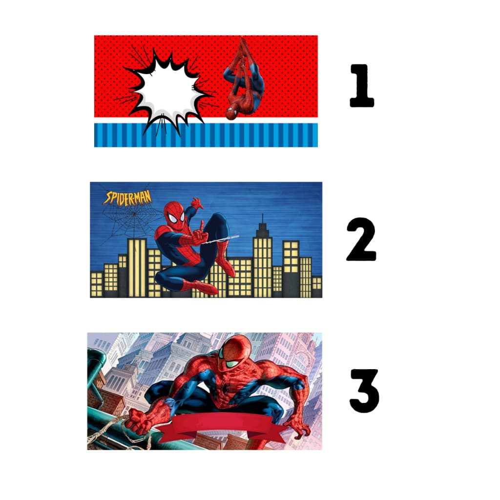 Rotulo adesivo para Cofrinhos Personalizados Tema Homem aranha vários modelos/ Fazemos varios temas