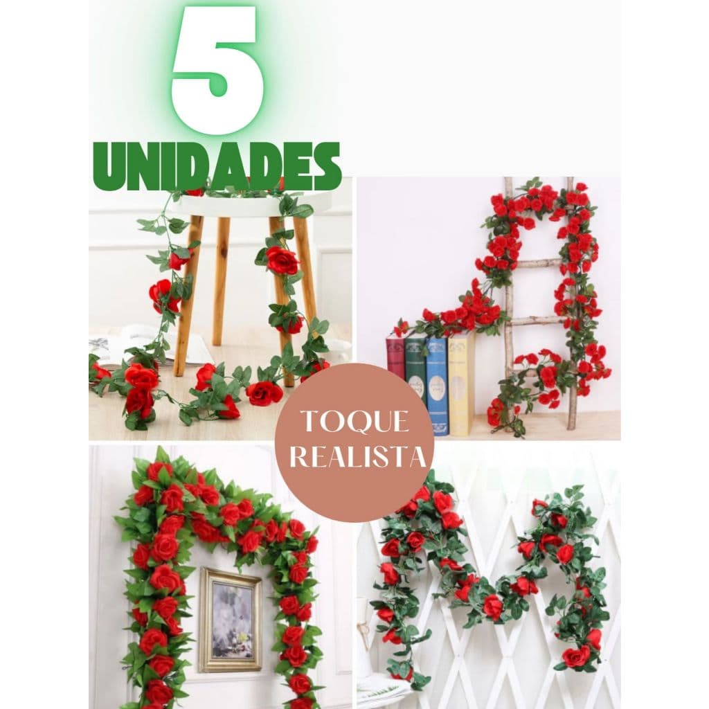 Corrente De Rosas Artificial 2.20 Metros até 11.Metros Trepadeira Folhagem
