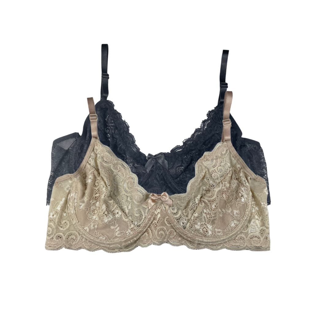 KIT COM DOIS Sutiã de Renda Sensual Sem bojo COM aro Forro de Algodão Conforto e Sustentação - DIVERSAS CORES