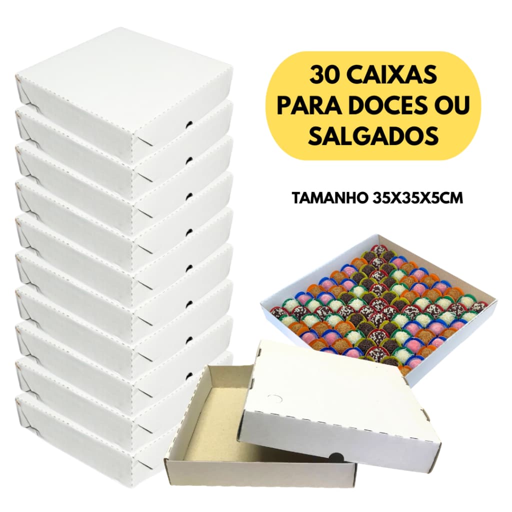 Caixa Doces E Salgados Embalagem Tamanho 35x35x5cm 30 Unidades