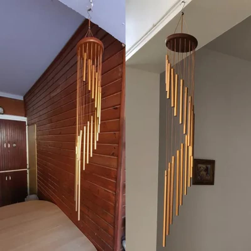 Sino dos Ventos de Metal 18 Tubos Bronze  Decoração de Casa