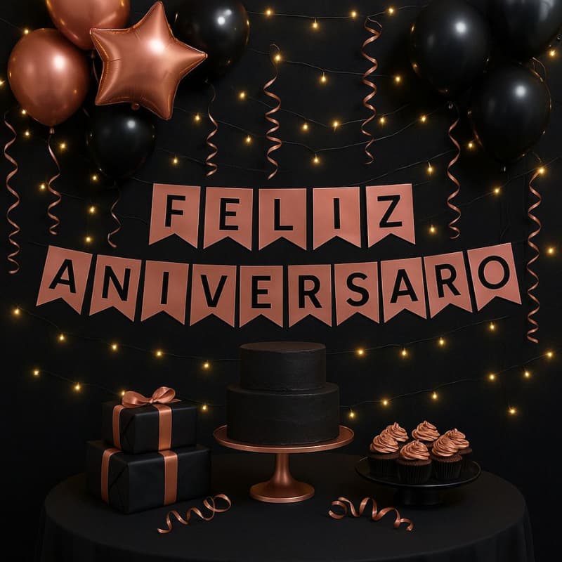 FAIXA VARAL DE LETRAS FELIZ ANIVERSÁRIO METALIZADA
