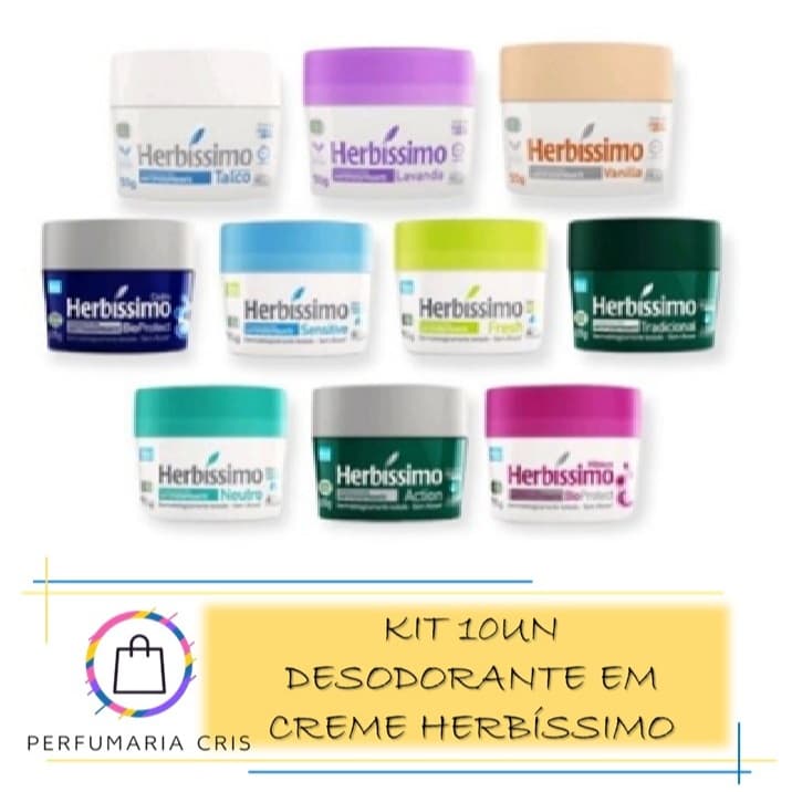 Kit 10un Desodorante em Creme Antitranspirante - Herbíssimo 55g