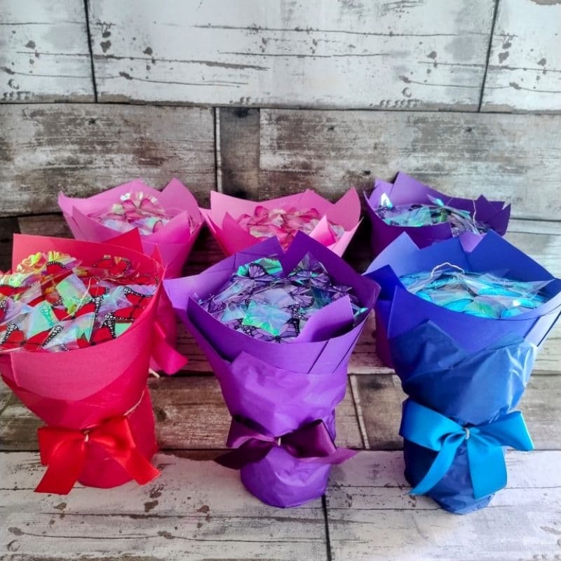 buquê de borboletas com led, mini com 10 borboletas, buquê montado