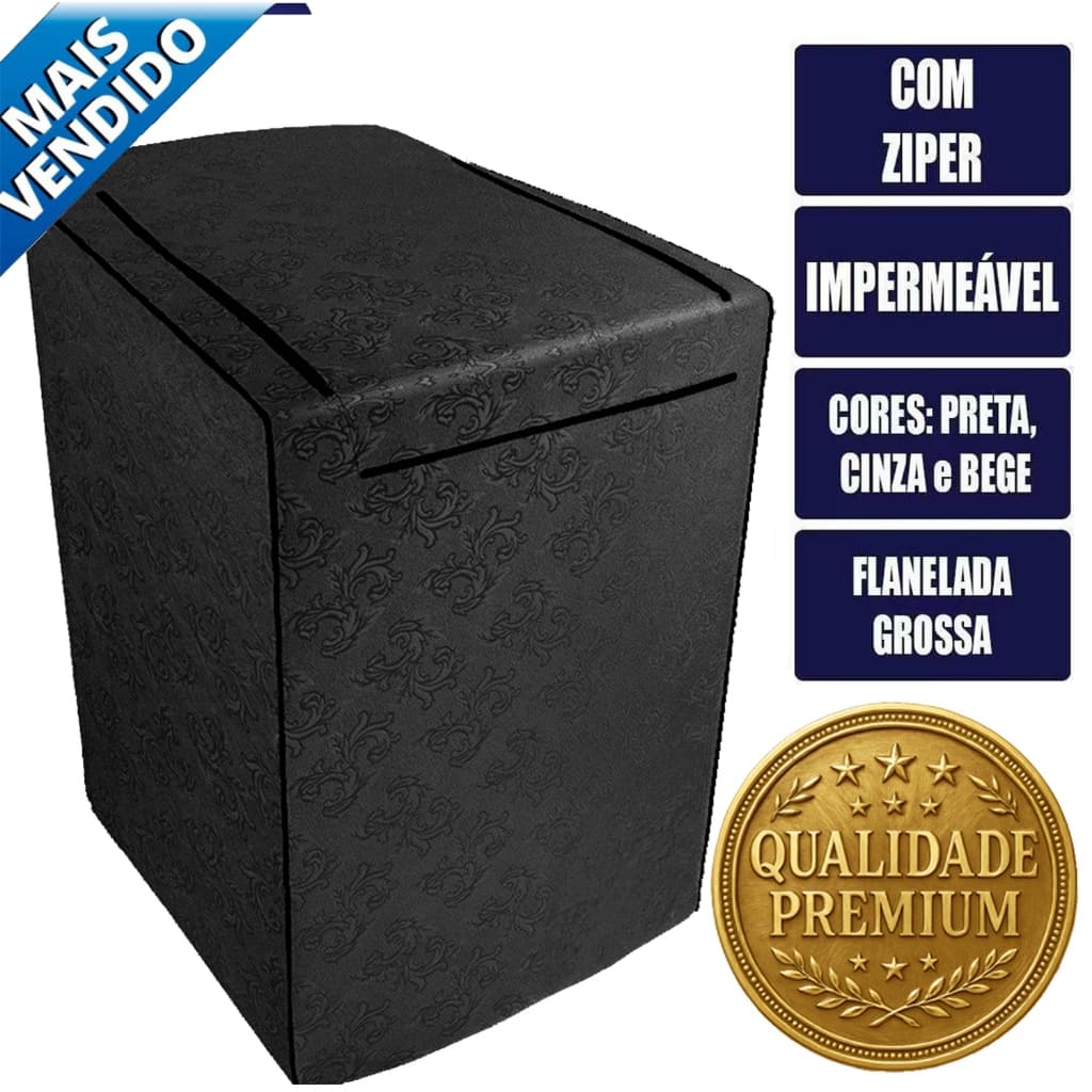 Capa para Maquina Lavar Electrolux Brastemp Consul Com Ziper 8 á 17 kg Korino