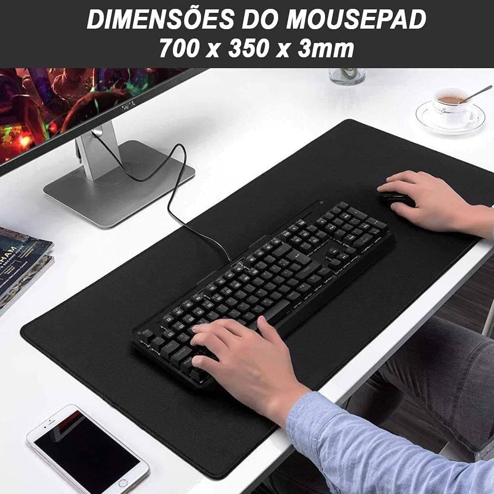 Mouse Pad Gamer Extra Grande 70x35x0.3cm Borda Reforçada EC-134004