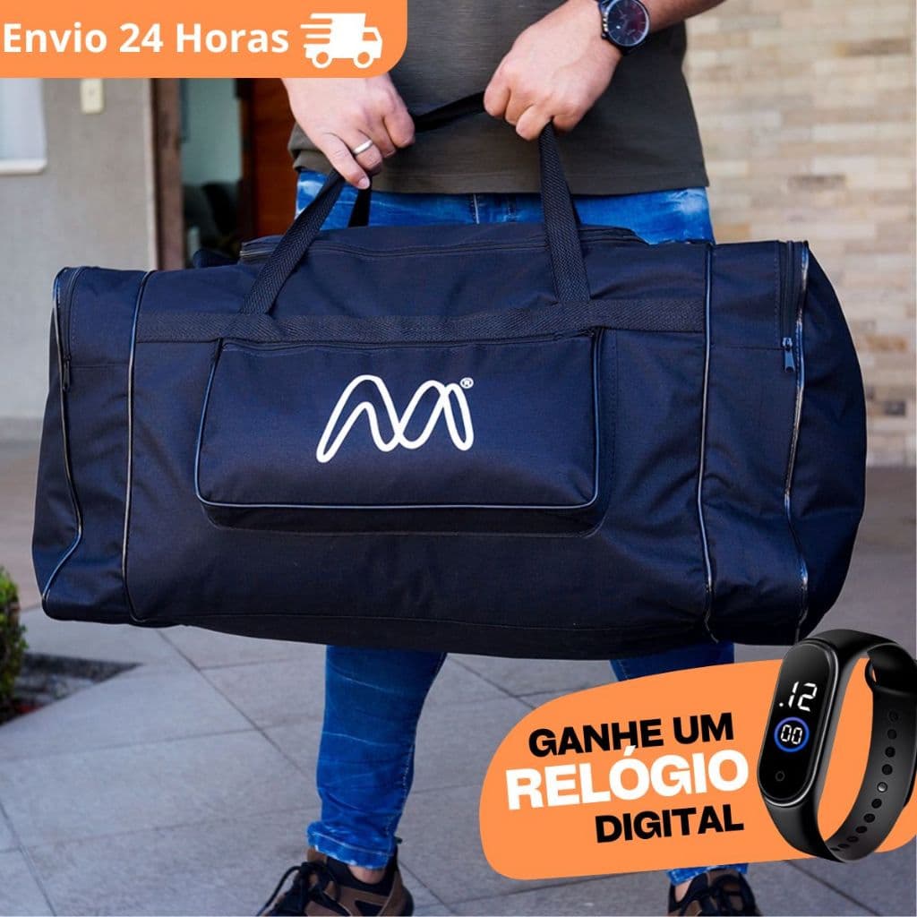Mala Bolsa De Viagem Gigante Reforçada Extra forte Promoção + Relógio Digital