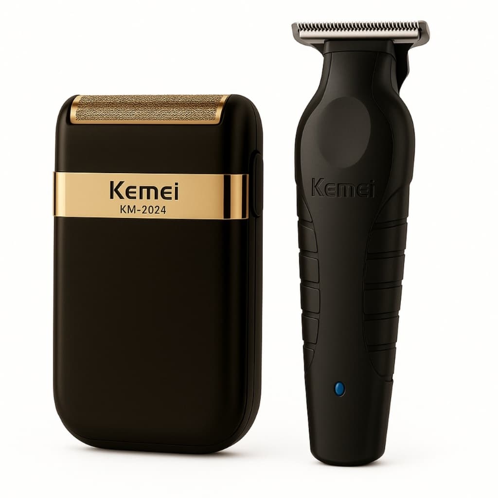 Kit Kemei Profissional Máquina 2299 + Shaver 2024 USB Recarregável Corte Cabelo Barba Barbeiro