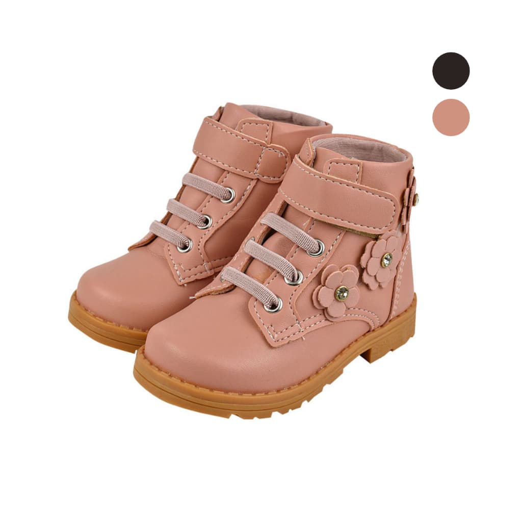 Bota Coturno Menina Infantil Feminino Flores Elástico Slip on Lulopé