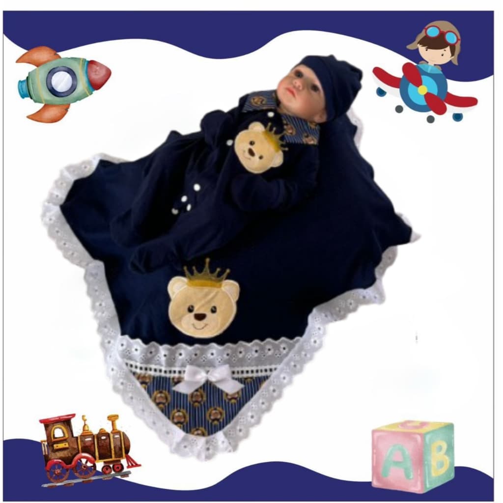 Saida De Maternidade Menino e Menina Para Bebê Recèm Nascido 5 Peças Ursinho De Pelùcia