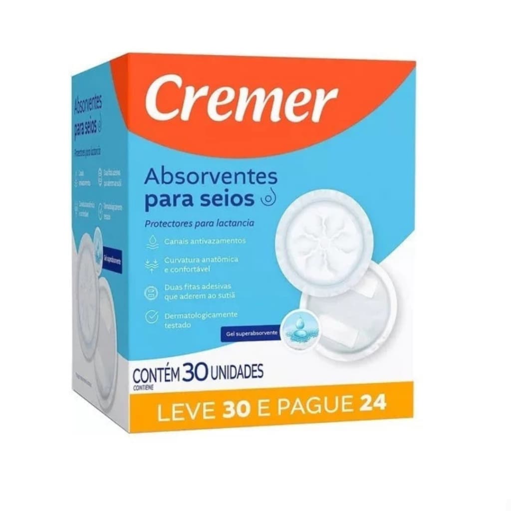 Absorvente Para Seios Cremer Toque Suave Leve 30 Pague 24 Un