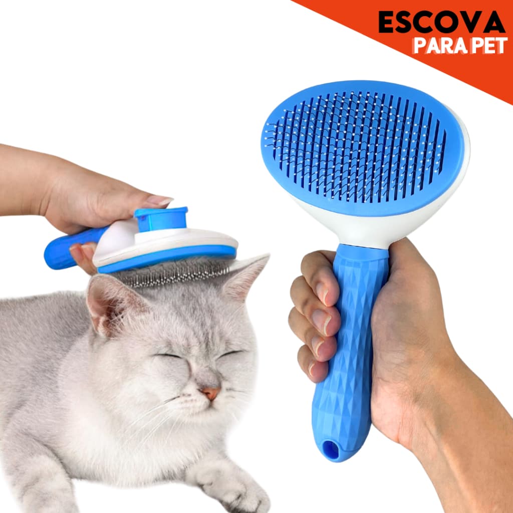 Escova Anti-Pelo para Gatos e Cães – Remove Pelos Soltos + Massageia com Conforto - SHEFA