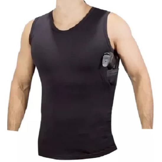 Camiseta Regata / Coldre + Porta Carregador Axilar - Masculina Preta