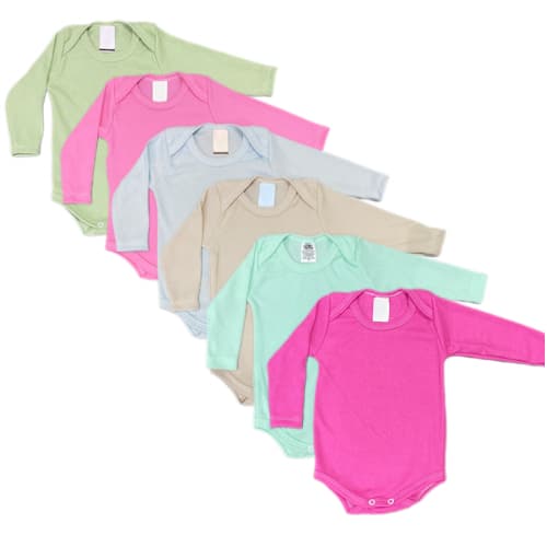 kit 3 bodys manga longa para bebe infantil menina e menino canelado