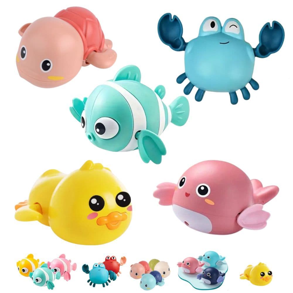 Brinquedos Nadadores a Corda Brinquedo de Banho para Bebes Patinho Tartaruga Nadadora Peixe