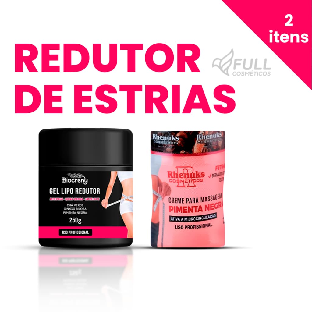 Kit Lipo Redutor + Creme Biocreny Pimenta Negra Reduz Estrias, Celulite e Gordura Localizada