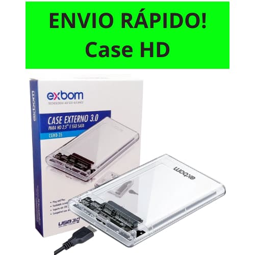 Case para HD/SSD Adaptador HD Slim Sata Case Externo USB 3.0 TRANSPARENTE Exbom CGH-35