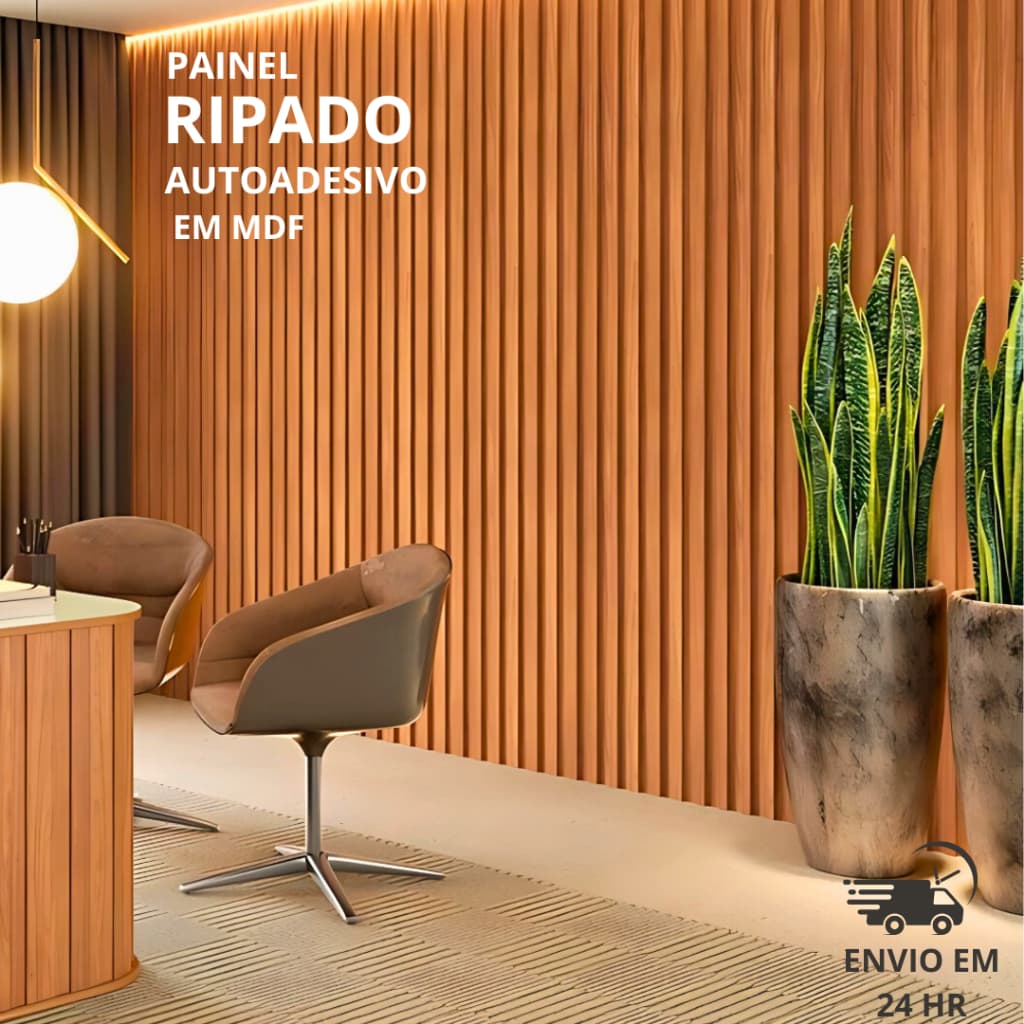 KIT COM ATE 20 PLACAS DE PAINEL RIPADO AUTOADESIVO EM MDF 45x11cm - Envio Full