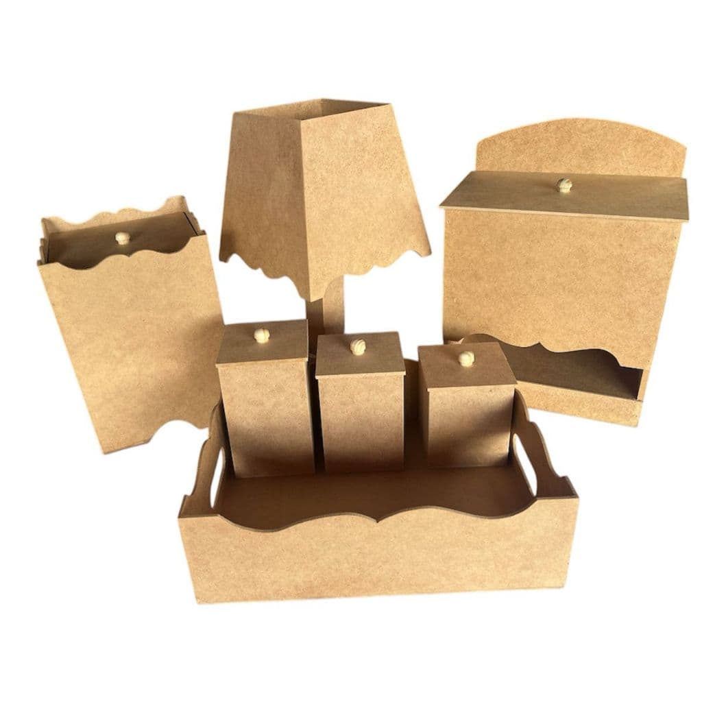 Kit de Bebê Higiene Quarto do Bebê Liso com Abajur em MDF