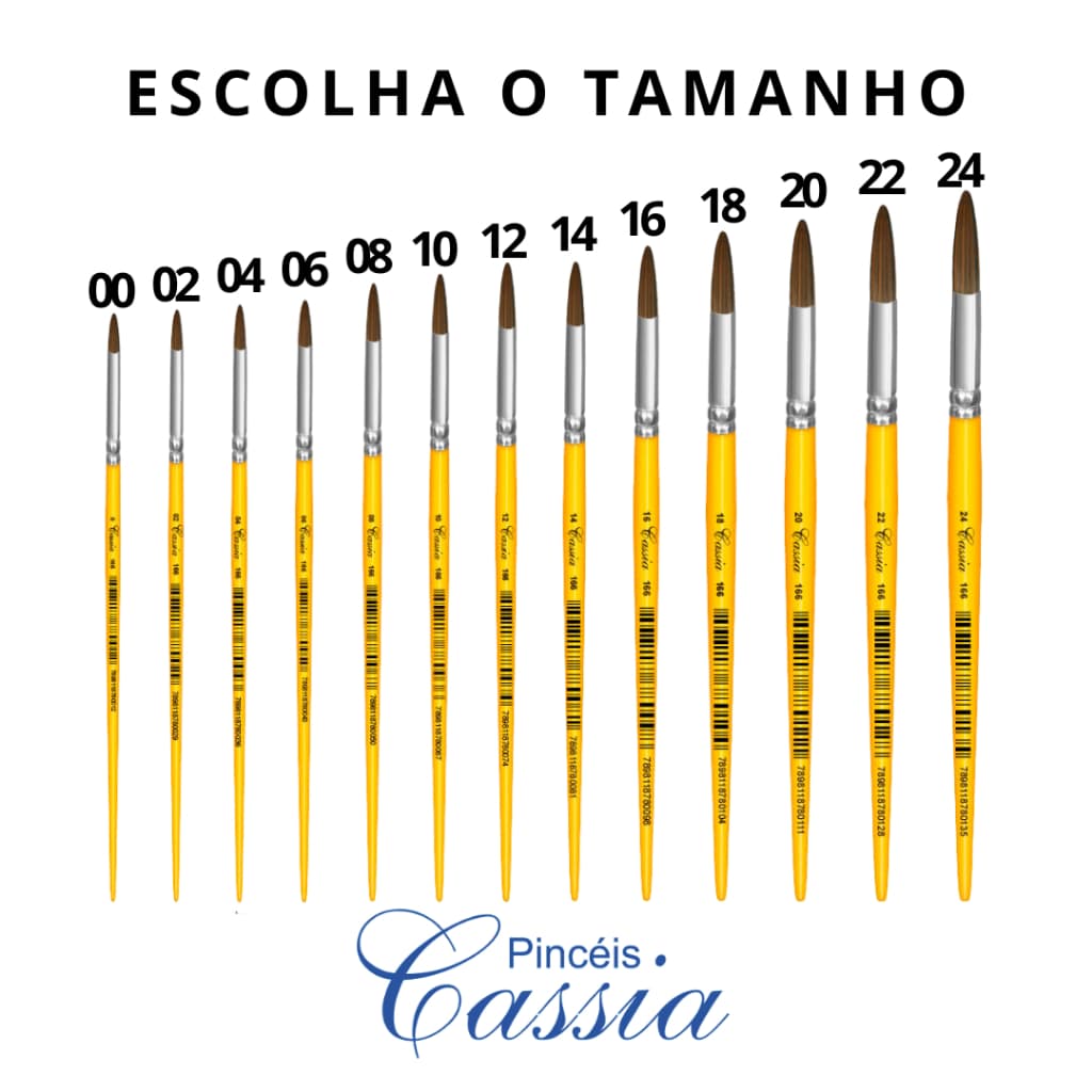 Pincel Redondo Escolar Cabo Curto Ref.166 - Pincéis Cassia (Escolha o Tamanho)