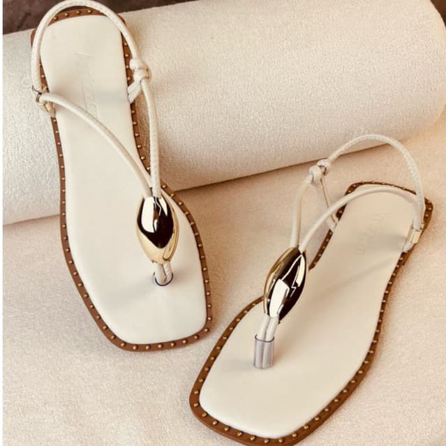 Chinelo Rasteirinha Amendoa Lesma Ajustavel Feminina Lancamento