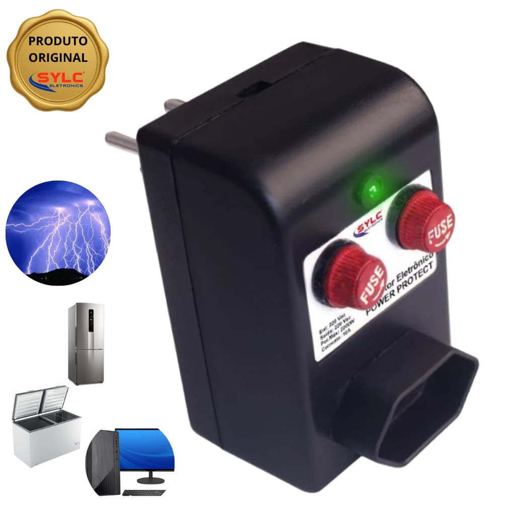 Protetor Elétrico Contra Raio Surto Quedas Energia para Aparelho Elétrico 127/220v Geladeira Freezer