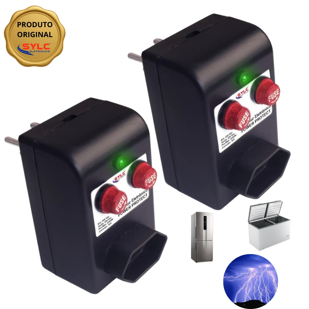 Kit 2 Protetor Elétrico Contra Raio Surto Quedas Energia para Aparelho Elétrico 127/220v Geladeira Freezer
