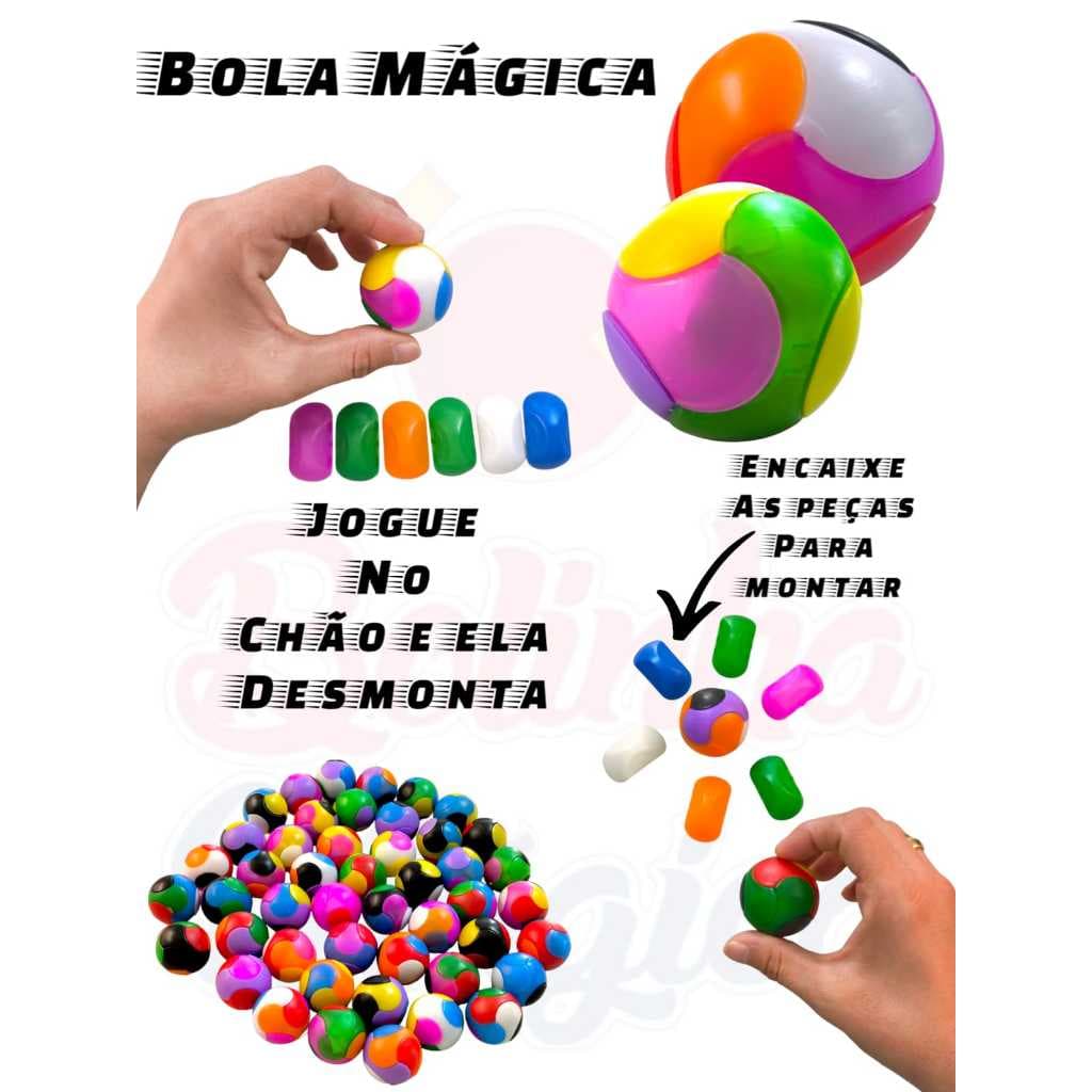 30 Bolinha Mágica De Montar Encaixar Brinquedo Infantil Estilo Cubo Mágico P/ Kit Festa Lembrancinha