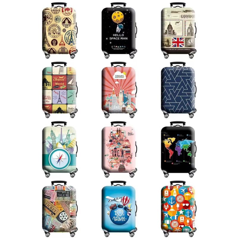 Capa de Mala Viagem Estampada Suplex Protetora Bagagem Selos Turistico Aeroporto