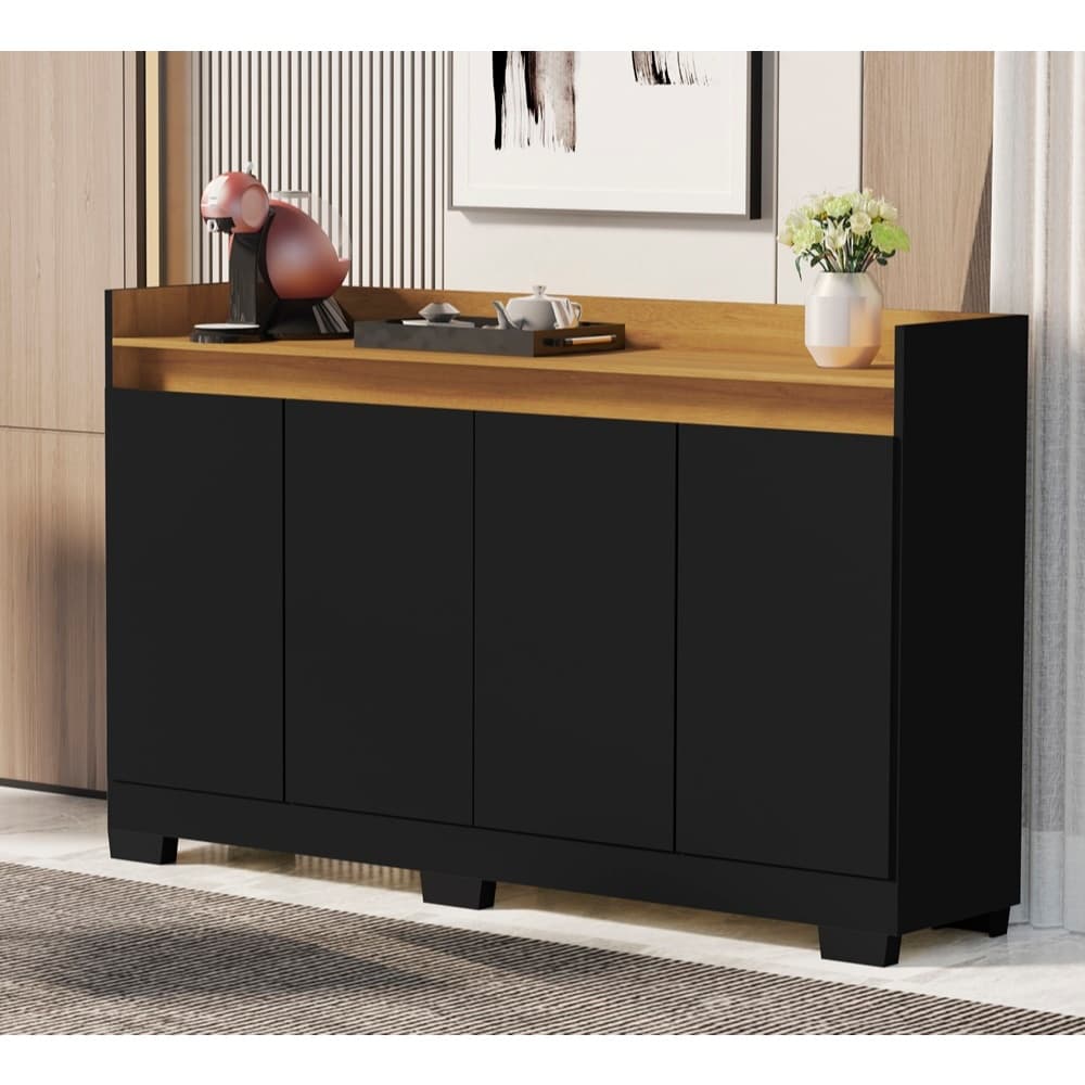 Rack Aparador Buffet Cantinho Café Retrô 4 Portas Ryzen Escritório Hall Entrada