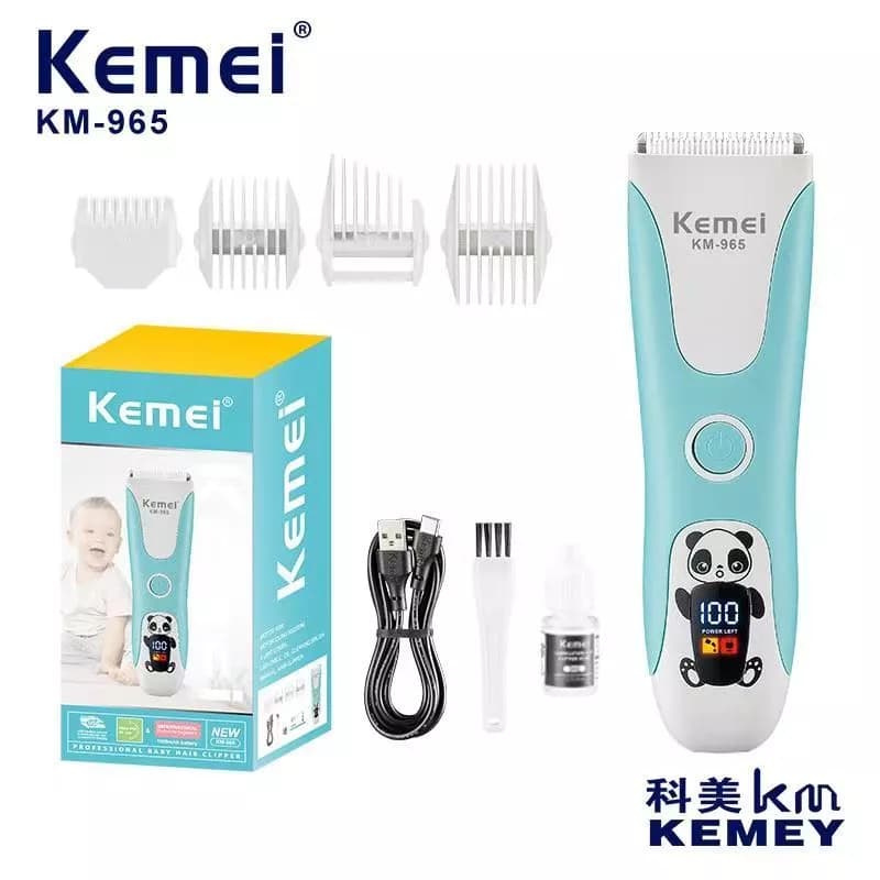 Máquina de Cortar Cabelo Elétrica Recarregavél Lâmina Cerâmica para Bebês Kemei KM-965
