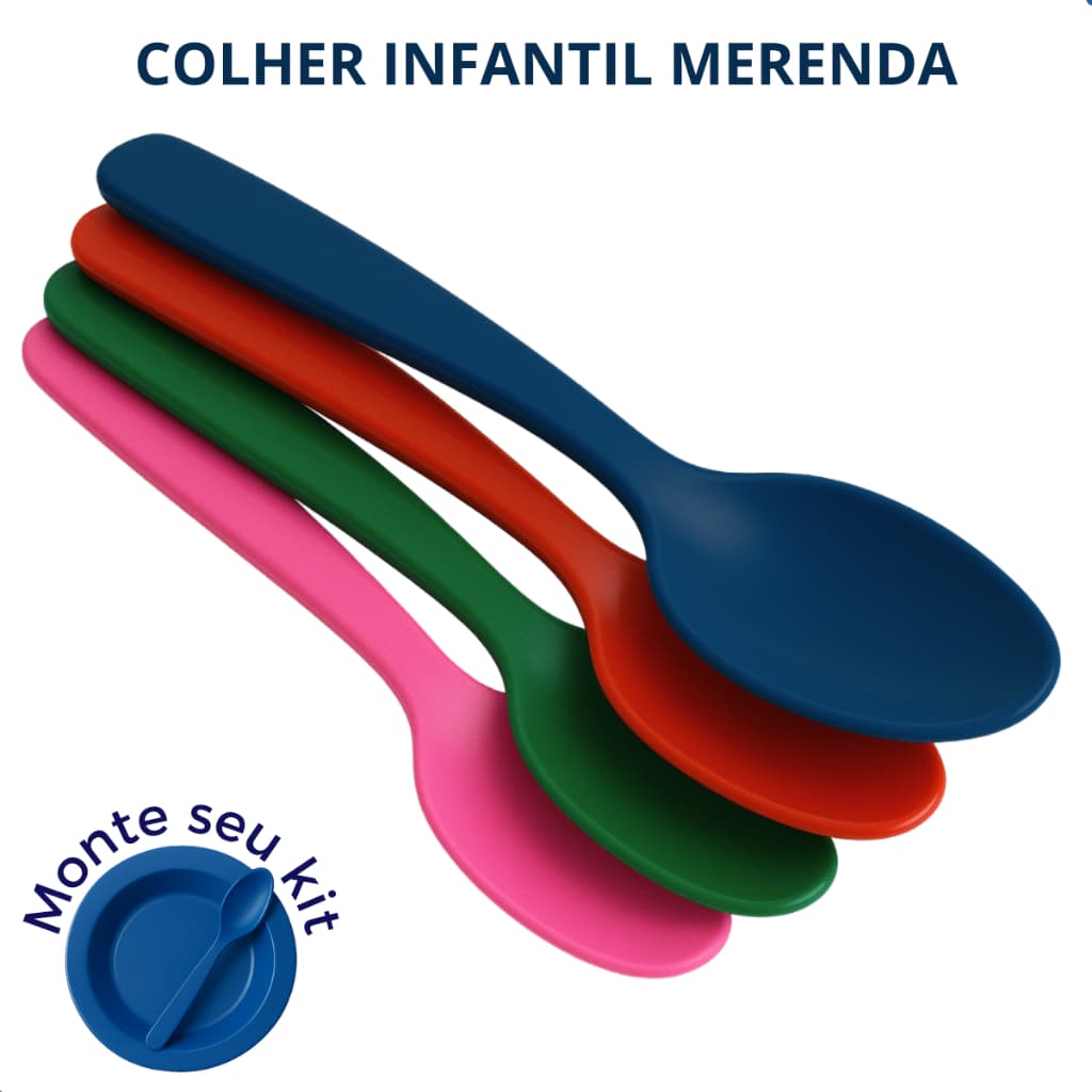 Kit 24 Colheres Infantil Plástico Atacado Merenda Colorido Atacado Escola Passeio Comida