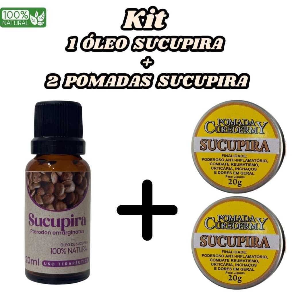 kit 1 oleo de sucupira 20 ml + 2 pomadas de sucupira de 20 g