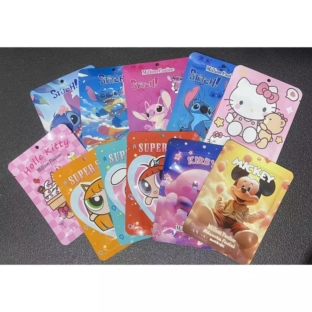 Kit c/ 10 unidades Mascara Personagens de desenhos animados care Soft Skin Sua pele linda Fresh Mask Tecido Hidratante