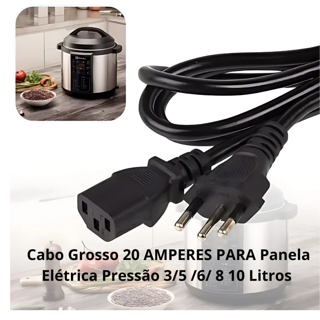 Cabo Grosso Panela Elétrica Pressão Arroz  5 /6/ 8 10 / 12 Litros Cabo 20A Suporta mais Temperatura