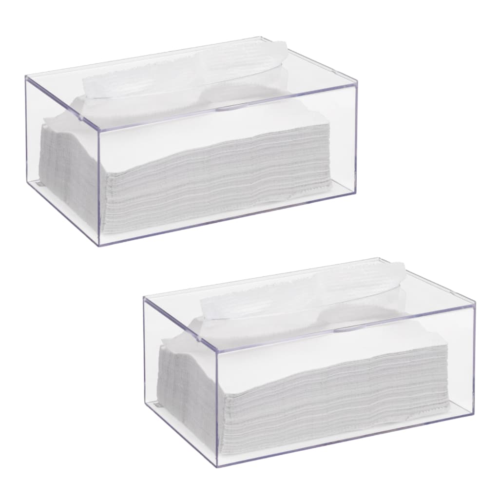 Kit 2 Caixa Porta Papel Toalha Lenço Mão Acrílico Mesa Pia