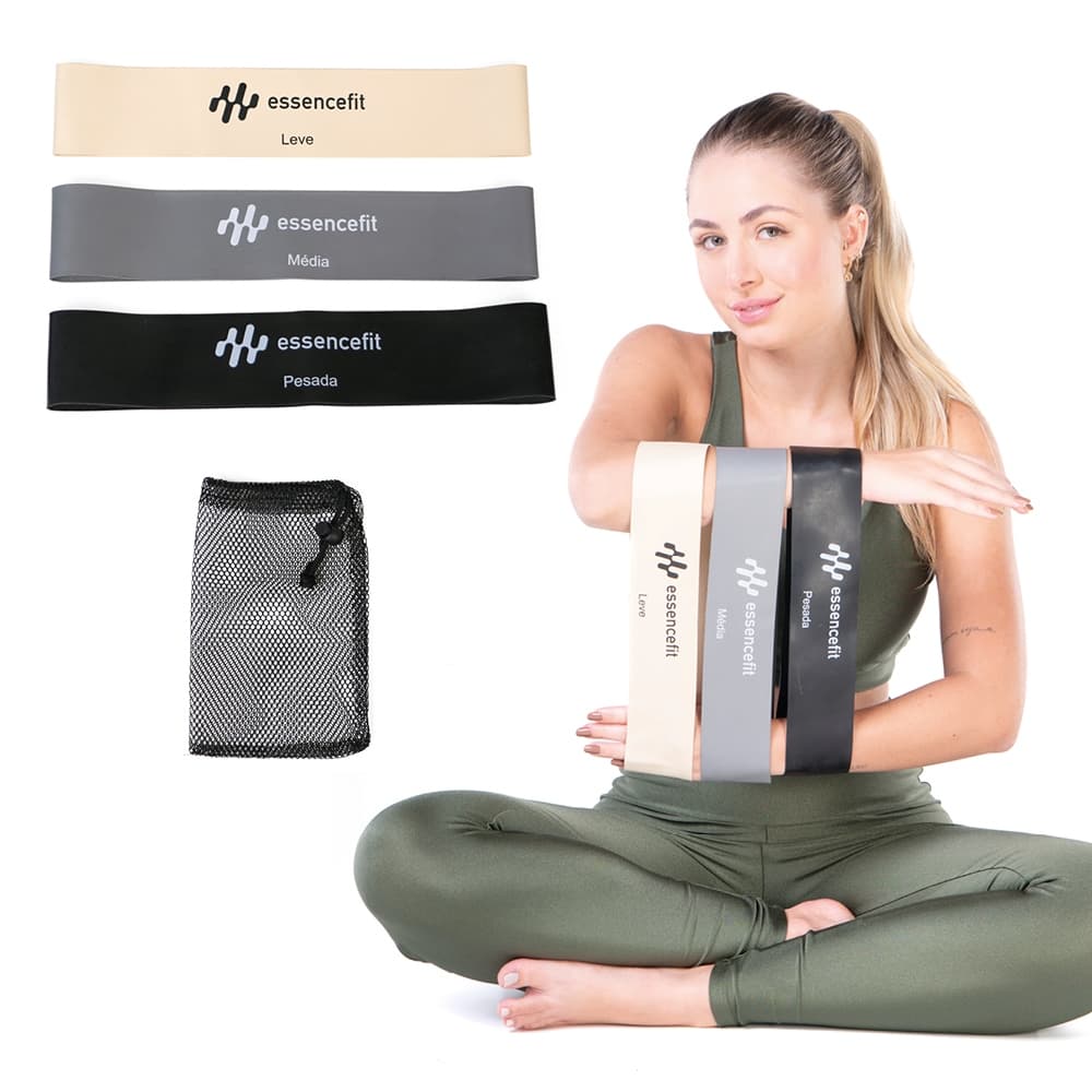 Faixas Elástica Exercícios Fisioterapia Yoga Alongamento Pilates EssenceFit