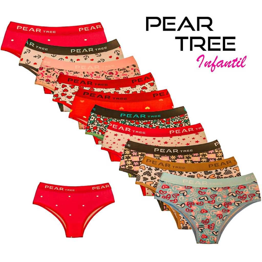 Kit Calcinhas Infantil de Algodão Juvenil Menina Moça Conforto Cós Alto