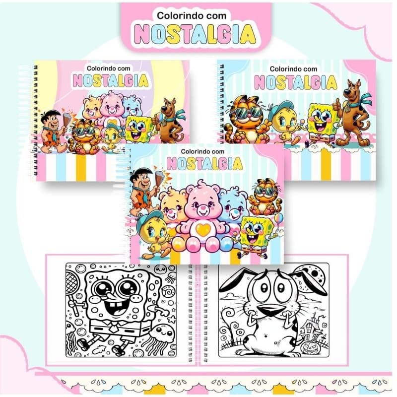 Livro de Colorir Nostalgia - 50 desenhos