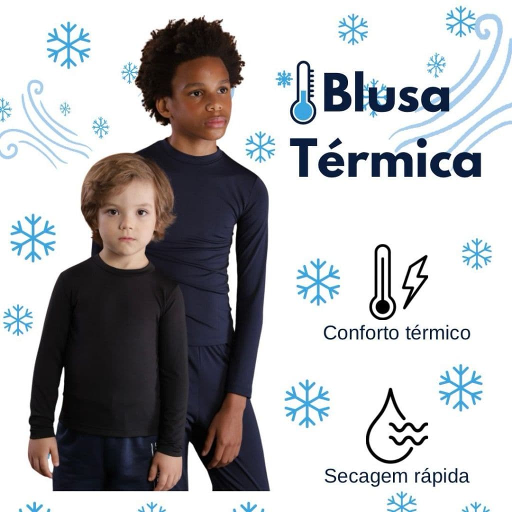 Blusa Térmica Infaltil Menino e Menina Unissex 1 AO 14 Peluciada Flanelada Segunda Pele