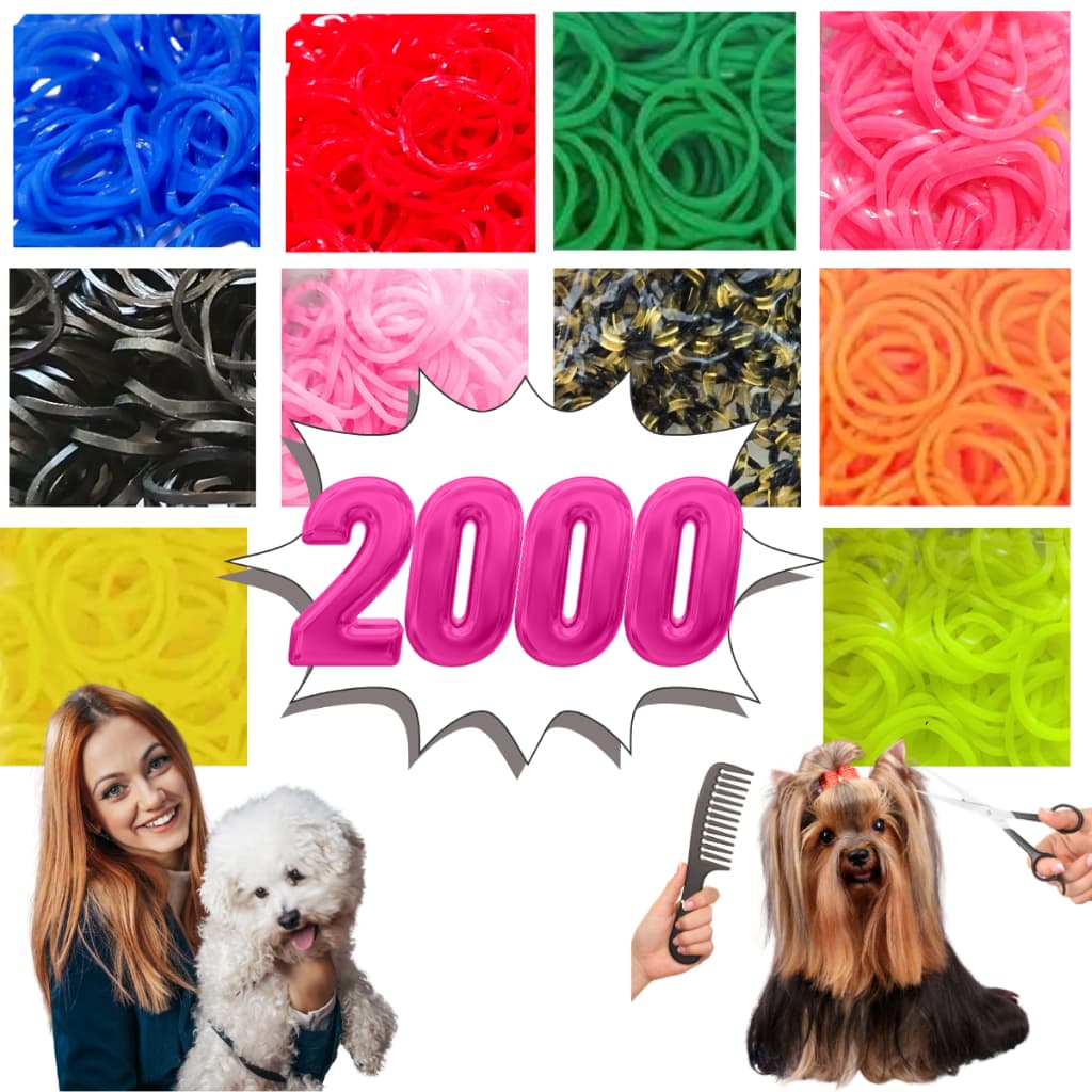 2000 Elásticos Borrachinhas Para Penteado Pet Banho E Tosa