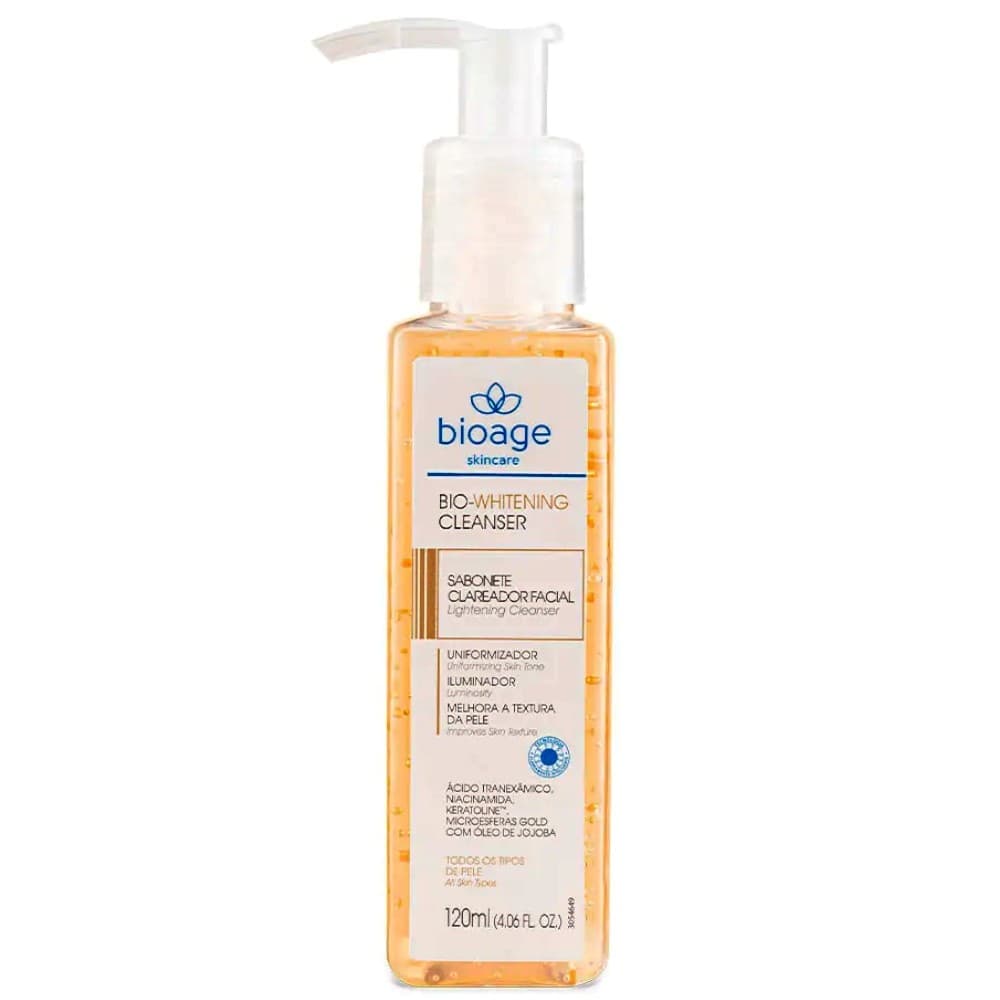 Sabonete Clareador Bio Whitening Cleanser promove clareamento de manchas 120ml - Bioage