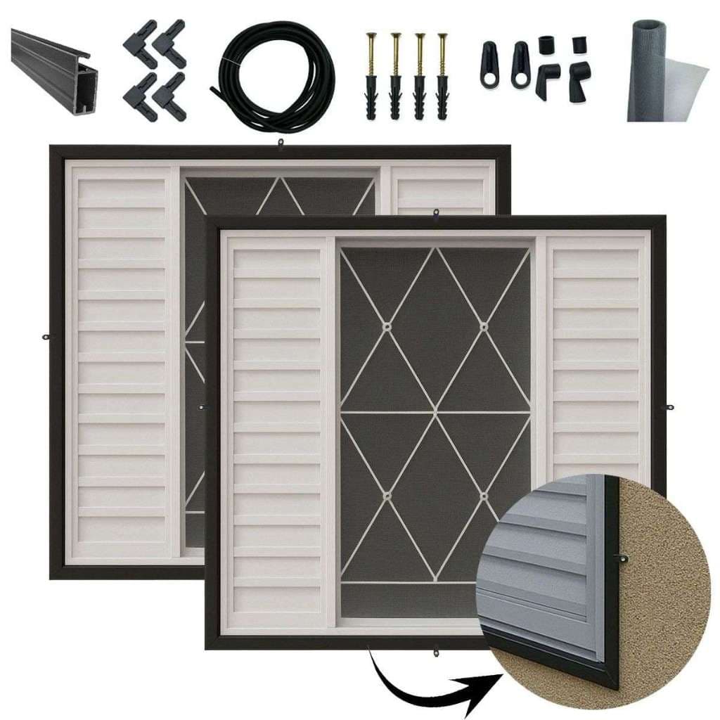 Kit 2 Telas Mosquiteira Alumínio Anti Insetos 120x120cm + Acessórios