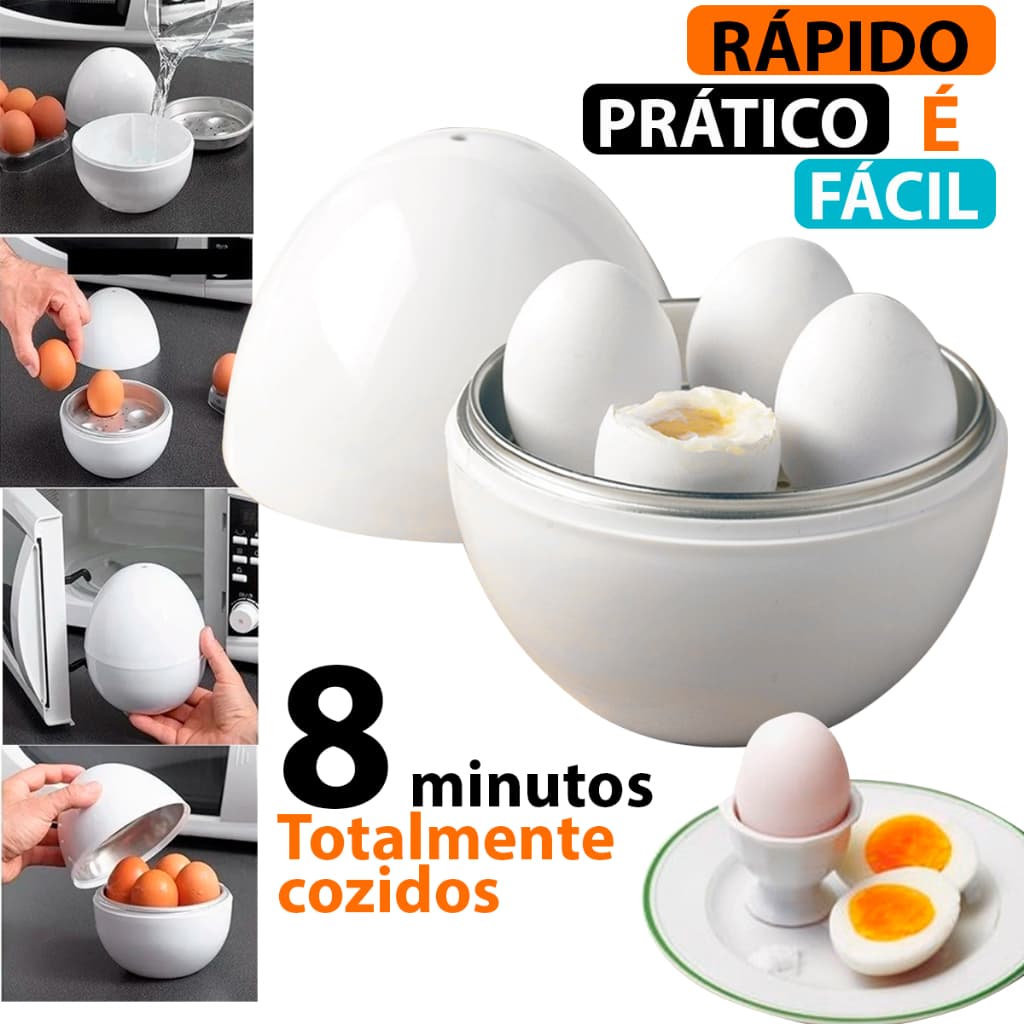 Cozedor de Ovos Portátil Pote Formato Ovo Recipiente Cozinhar Ovo Microondas 4 Ovos Cozido Egg Cooke