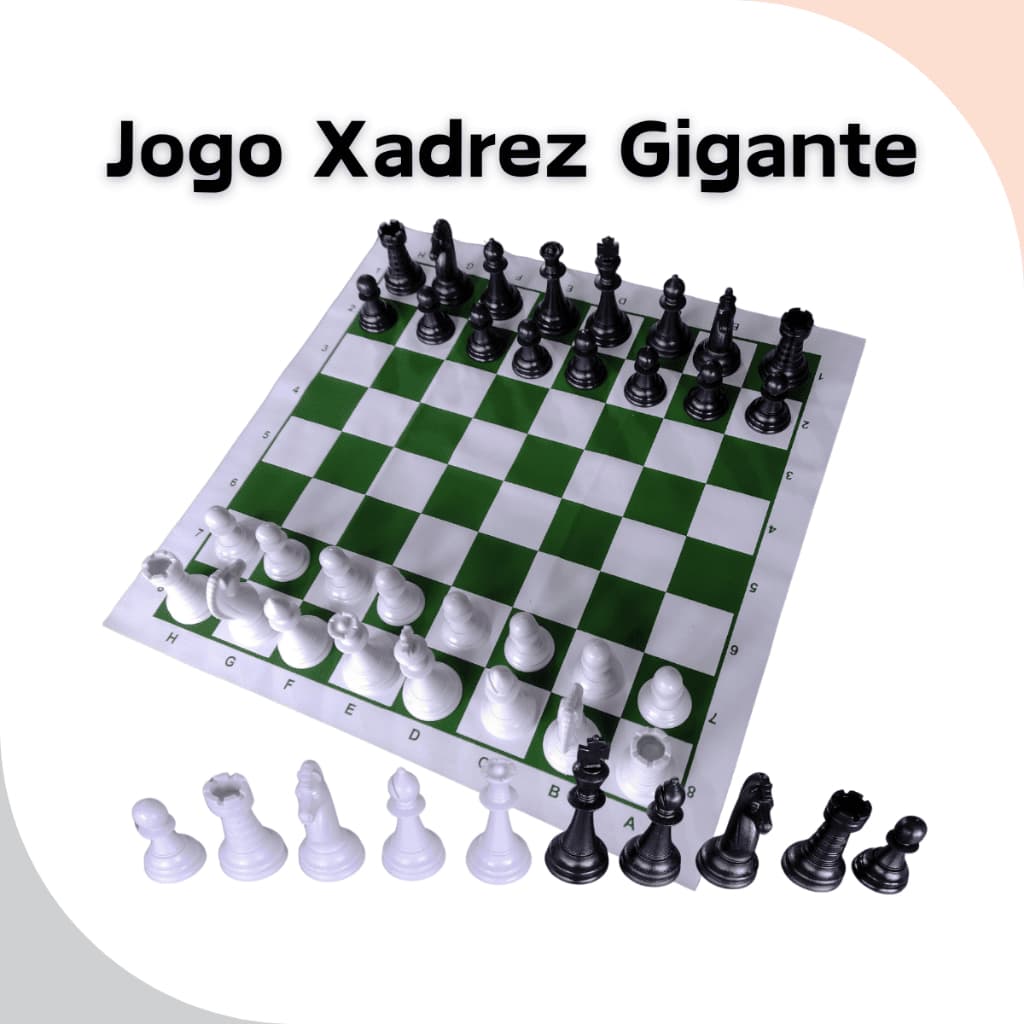 Jogo de Xadrez Gigante Tabuleiro Escolar Grande Oficial Profissional Rei 10cm Tabuleiro 40x40cm